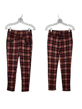 ELLIE & Kate Red Plaid Leggings One Size Fit XSmall & Small